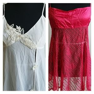 BUNDLE M white sheer chemise + red chemise